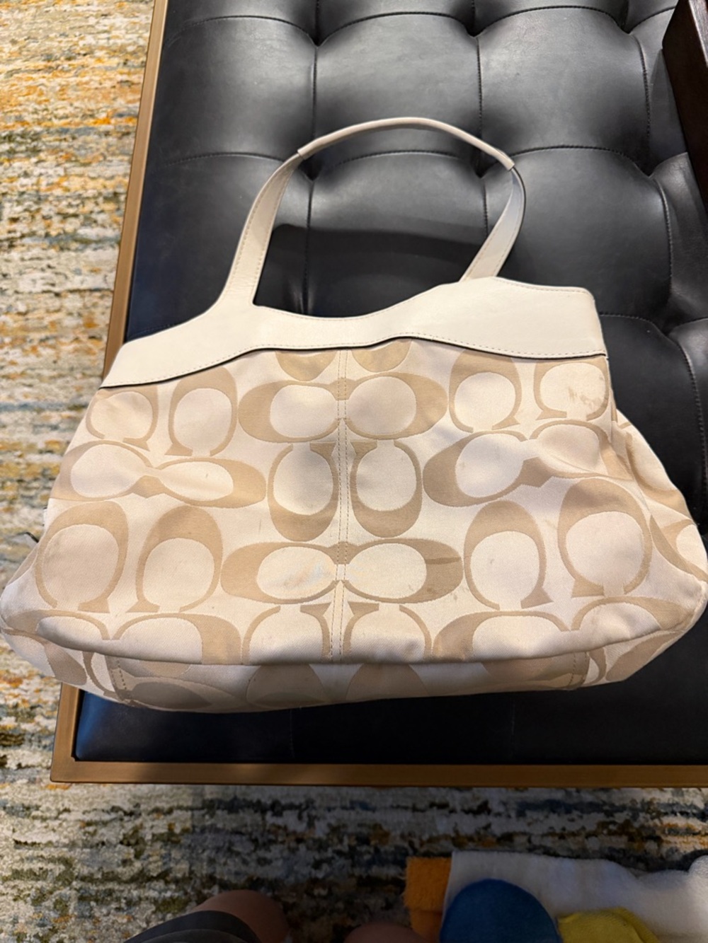 Coach Signature Canvas Tote in Beige and White - Picture 5 of 12